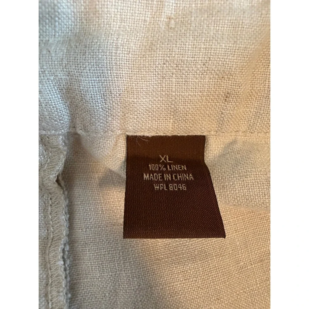 Tasso Elba‎ Linen Pants Beige Drawstring Waist Casual XL Mens Beach Vacation